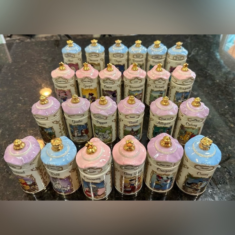 1995 Lenox Disney Spice Jar Complete Collection